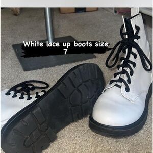 White lace up combat boots size 7